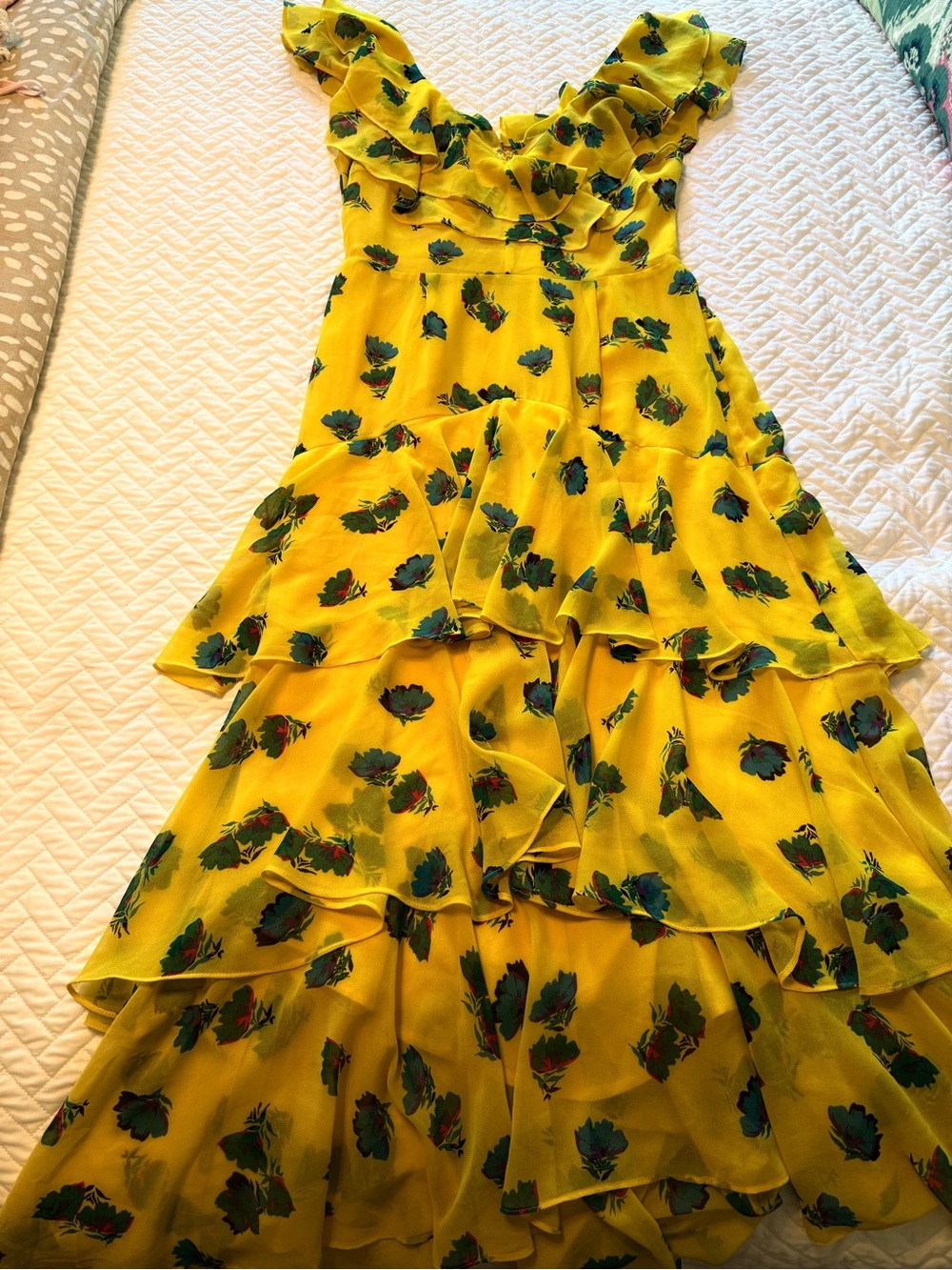 Wayf Yellow Floral Ruffle Maxi Dress - Picture 3 of 5